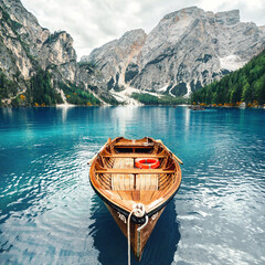 Holzboot auf dem See