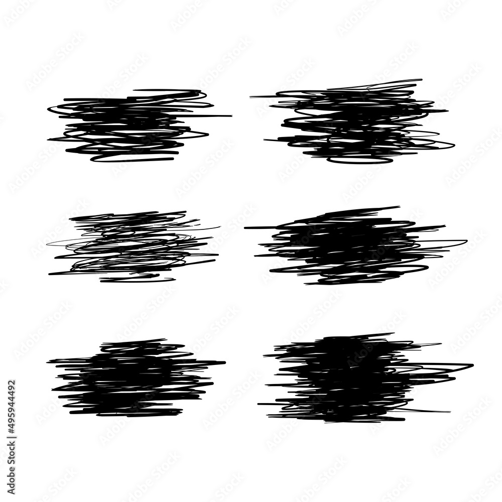 Poster set of abstract ink scribble shape vector