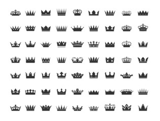 Set King Crowns. Vector Icons.