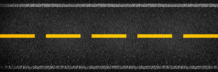 Top view of asphalt road with lanes and limits sign concept. long black asphalt texture background. - 495944870