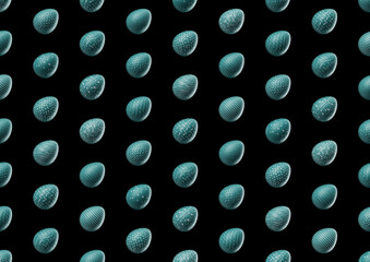 Blue and white easter egg pattern on black background. Wallpaper. backdrop. 	