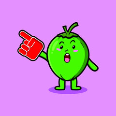 Cute Cartoon Coconut with foam finger glove in modern design 