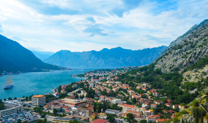 montenegro kotor city top view in summer