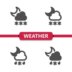 Weather Icons - Cloud, Moon, Night, Snow, Snowing, Sleet, Freezing Rain