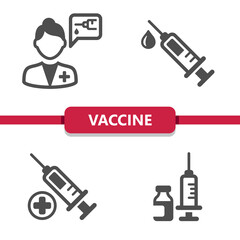 Fototapeta na wymiar Vaccine Icons - Vaccination, Syringe