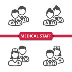 Obraz na płótnie Canvas Medical Staff Icons. Doctor, Nurse