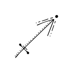 Zodiac sign Sagittarius line art. Vector zodiac symbol. Constellation Sagittarius. Hand drawn astrological element. Graphic illustration. Calendar horoscope of stars.