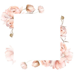 Wedding card in a watercolor style with a delicate bouquet of flowers