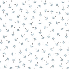 Grey tiny umbrellas seamless pattern.