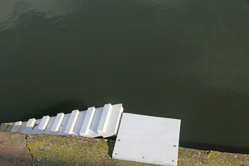 Duck steps on the Worcester canal