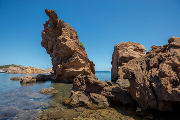 Cala Pregonda, ein berühmter Strand auf der Insel Menorca, Balearen, Spanien