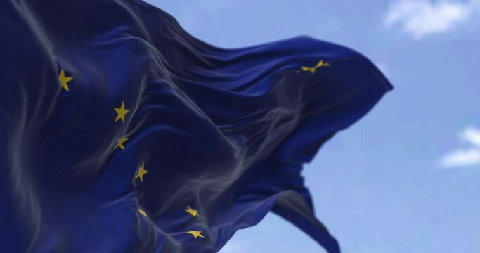 The state flag of Alaska waving in the wind