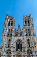 Fototapeta na wymiar Medieval Gothic cathedral of Brussels, Belgium