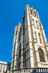 Medieval Gothic cathedral of Brussels, Belgium