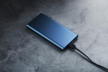 Portable External Battery Power Bank blue with USB Cord