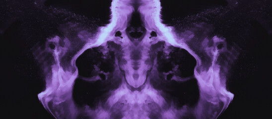 Abstract patterns on a black background, fractal art, black and purple