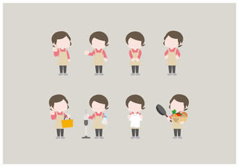 家事をする人物のイラストセット © shigotono