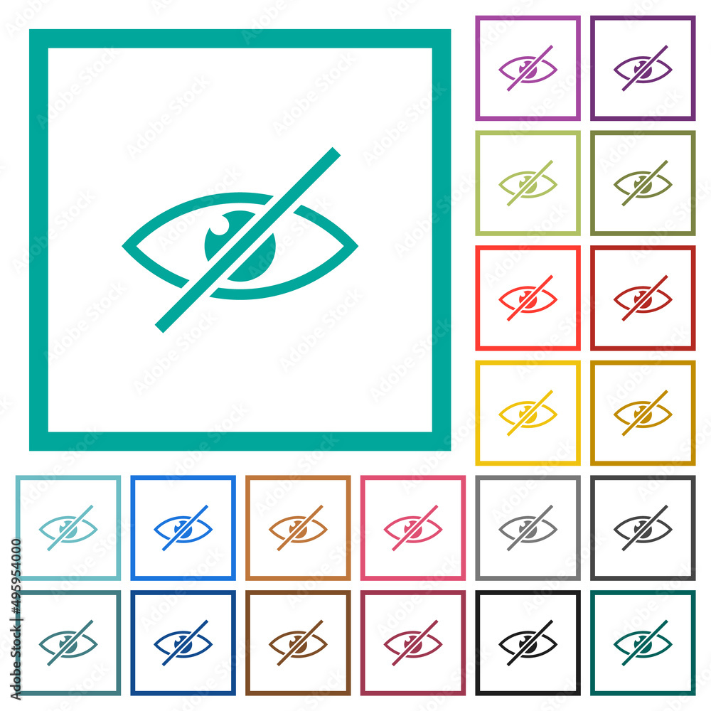 Poster visually impaired flat color icons with quadrant frames