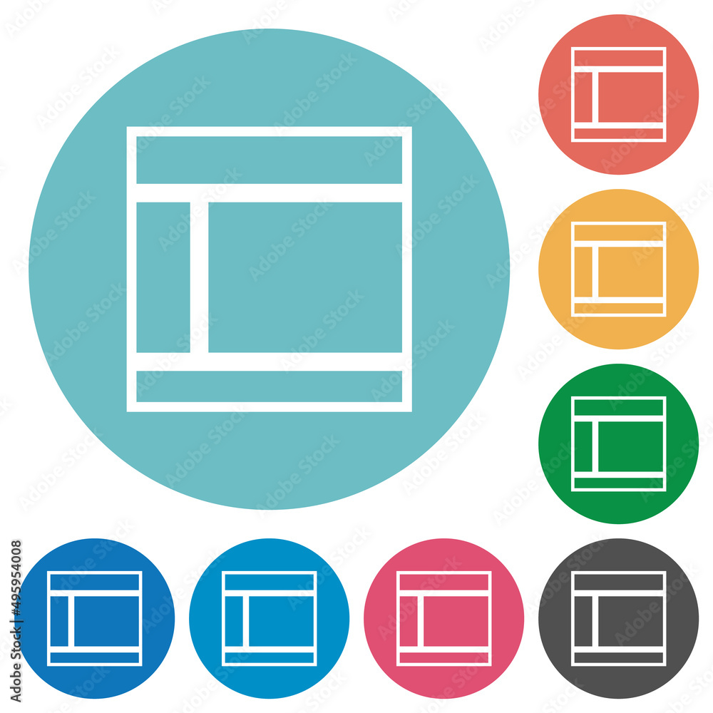 Poster two columned web layout outline flat round icons