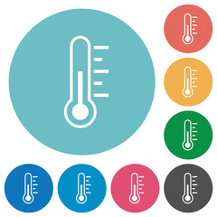 Thermometer medium temperature flat round icons - obrazy, fototapety, plakaty