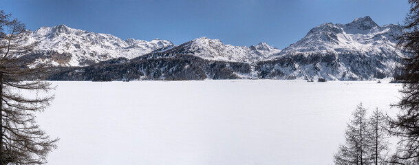 frozen mountain lakes, Silvaplana, Switzerland