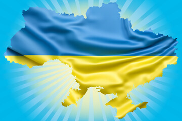 ukraine map with ukraine flag