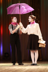 Actress girls clowns show show performance on stage