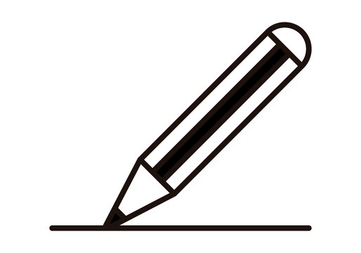 Icono negro de lápiz en fondo blanco. 