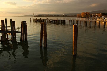Italy, Umbria: Foreshortening of Trasimeno Lake.