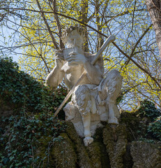 Pan Sculpture in Castle Gardens, Schloss Schwetzingen Palace, Schwetzingen, Baden-Wurttemberg, Germany, Europe