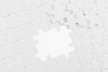 Pieces of jigsaw puzzle on white background