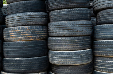 A pile of old car tires