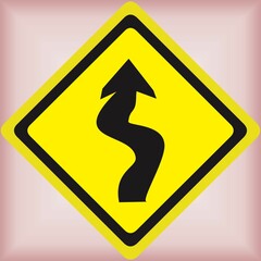 yellow road sign, traffic sign on gray background.
simple vector illustration design