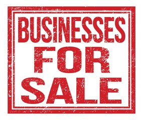 BUSINESSES FOR SALE, text on red grungy stamp sign