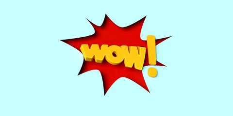 Wow! Comic Speech Bubble. 3d illustration