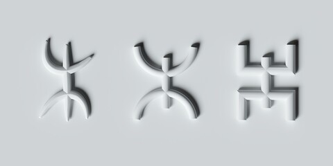 amazigh symbol on white background. 3d illustration