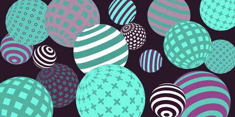 Retro 3d illustration abstract balls, great design for any purposes.  Modern cover concept. Vector illustration design. Abstract bright wallpaper. 3d geometric shape  illustration.
