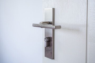 Modern door handle with on white door
