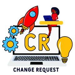 CR - Change Request acronym. business concept background.  vector illustration concept with keywords and icons. lettering illustration with icons for web banner, flyer, landing