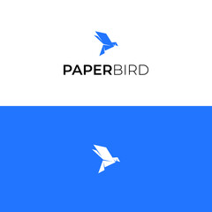 Silhouette paper bird logo design concept