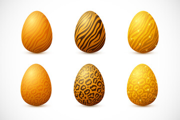 Golden easter eggs with animal pattern