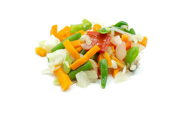 Mixed Asia wok vegetables isolated on white background