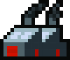 Pixel 8 bit factory - isolated, vector
