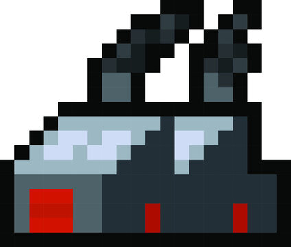 Pixel 8 bit factory - isolated, vector