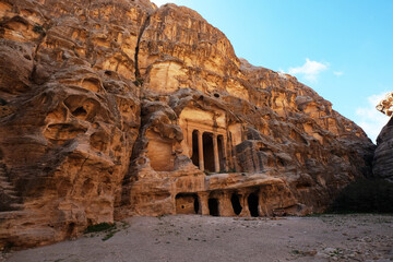 Little Petra, Jordan caved building in Siq alBarid Wadi Musa Triclinium