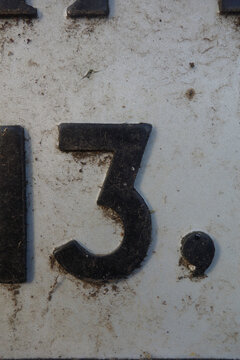 Written Wording in Distressed Typography Found Number 3 Three