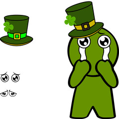 st patrick day character kid cartoon kawaii expresions set pack illustration in vector format