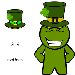st patrick day character cartoon kawaii expresions set pack illustration in vector format