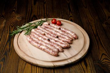 meat culinary products on a wooden board

