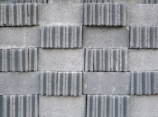 A closeup of the brick block is stacking in the warehouse.